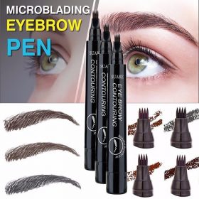 4 Colors 3D Microblading Eyebrow Tattoo Pen 4 Fork Tips Fine Sketch Liquid Eyebrow Pencil Waterproof