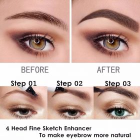 4 Colors 3D Microblading Eyebrow Tattoo Pen 4 Fork Tips Fine Sketch Liquid Eyebrow Pencil Waterproof