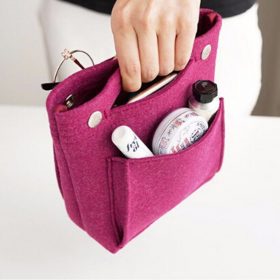 Insert Toiletry Bag Women Felt Travel Organizer Handbag Purse Large Storage Pouch Makeup Case Cosmetic Bag