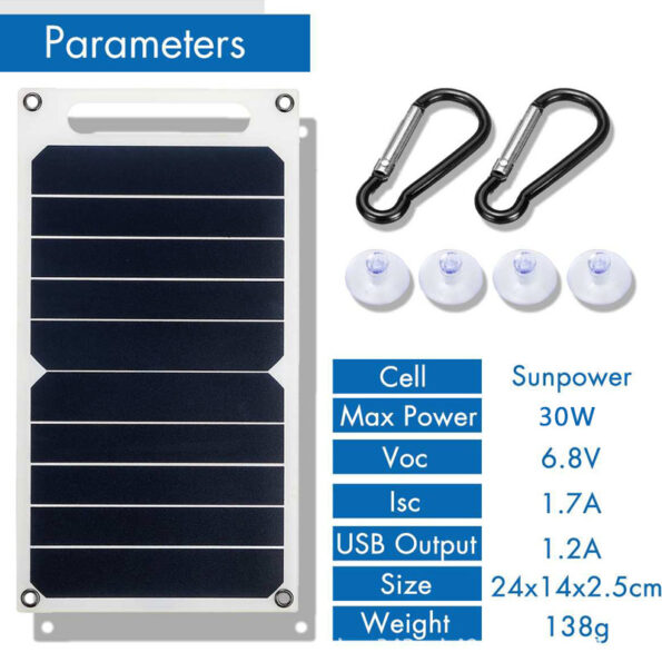 Solar-Panel-30W-With-USB-Waterproof-Outdoor-Hiking-And-Camping-Portable-Battery-Mobile-Phone-Charging-Bank